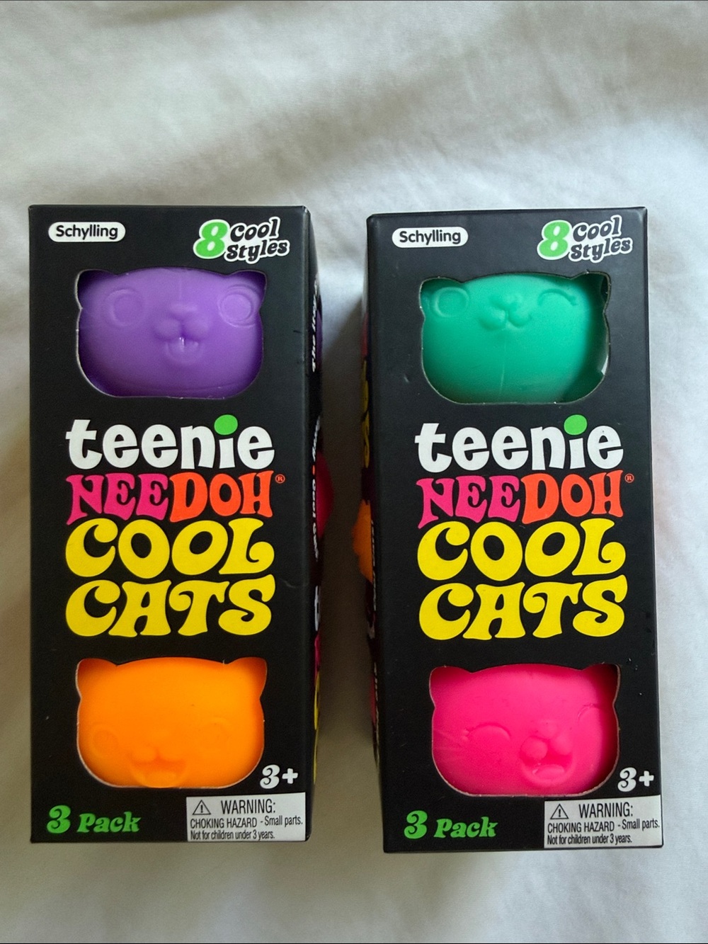 Teenie Needoh Cool Cats Kids Toy - 1 Purple, 1 Green, 2 Orange, 2 Pink